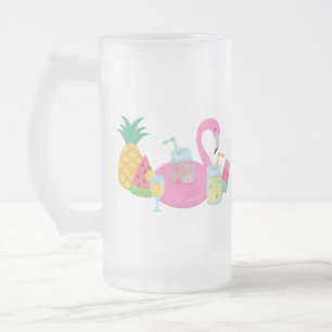 Taza De Cristal Esmerilado Fiesta rosado de Flamingo