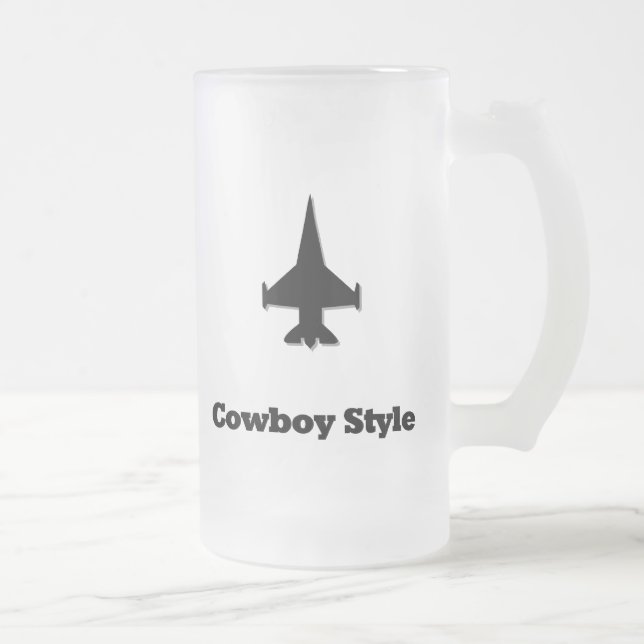 Taza De Cristal Esmerilado Fighter Jet Cowboy Style (Derecha)