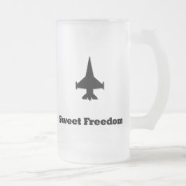 Taza De Cristal Esmerilado Fighter Jet Sweet Freedom