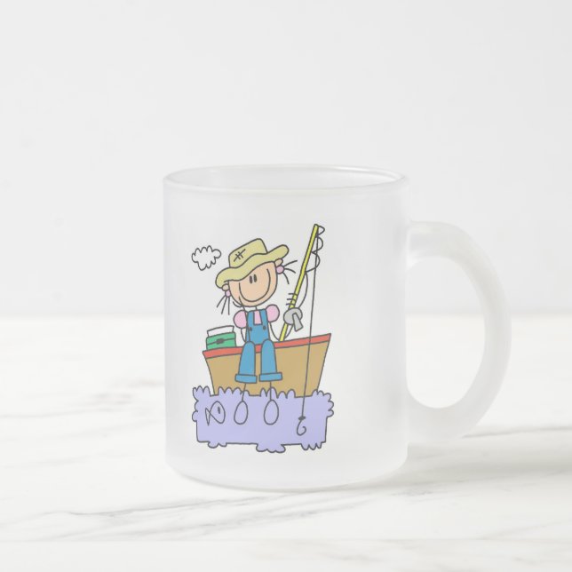 Taza De Cristal Esmerilado Figura camisetas y regalos del palillo de la pesca (Derecha)