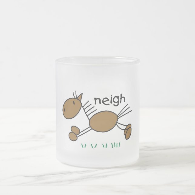 Taza De Cristal Esmerilado Figura camisetas y regalos del palillo del caballo (Centro)