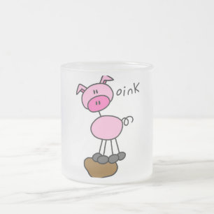 Taza De Cristal Esmerilado Figura camisetas y regalos del palillo del cerdo