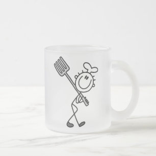 Taza De Cristal Esmerilado Figura de palitos de chef con tenedor