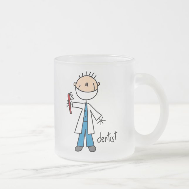Taza De Cristal Esmerilado Figura del palillo del dentista (Derecha)