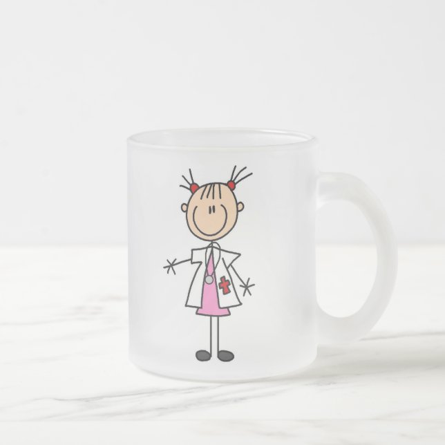Taza De Cristal Esmerilado Figura femenina del palillo del médico (Derecha)