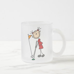 Taza De Cristal Esmerilado Figura femenina golfista del palillo