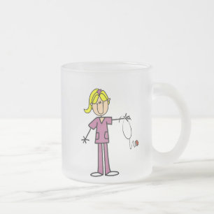 Taza De Cristal Esmerilado Figura femenina rubia enfermera del palillo