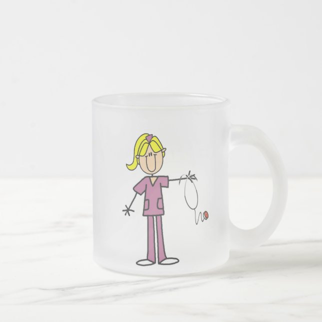 Taza De Cristal Esmerilado Figura femenina rubia enfermera del palillo (Derecha)