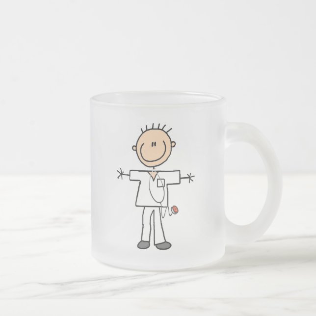 Taza De Cristal Esmerilado Figura masculina enfermera del palillo (Derecha)