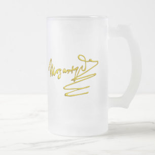 TAZA DE CRISTAL ESMERILADO FIRMA DE ORO EN MOZART / 3D DEL COMPOSITOR