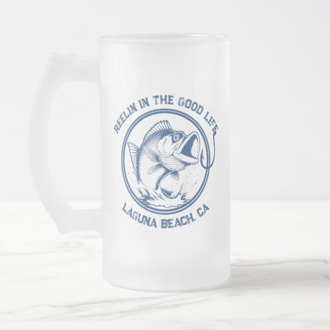 Taza De Cristal Esmerilado Fish-Funny-Reelin en la buena vida (Izquierda)