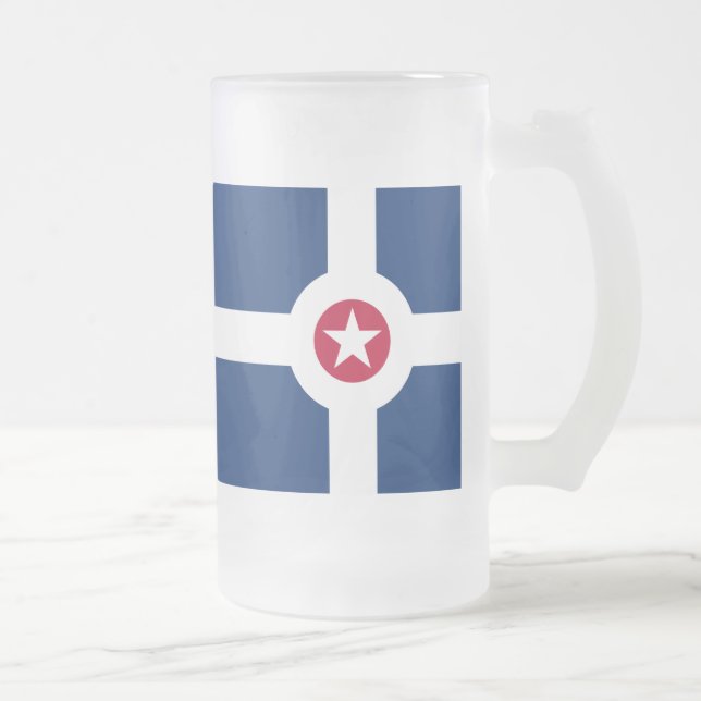 Taza De Cristal Esmerilado Flag of Indianapolis, Indiana Frosted Glass Beer M (Derecha)