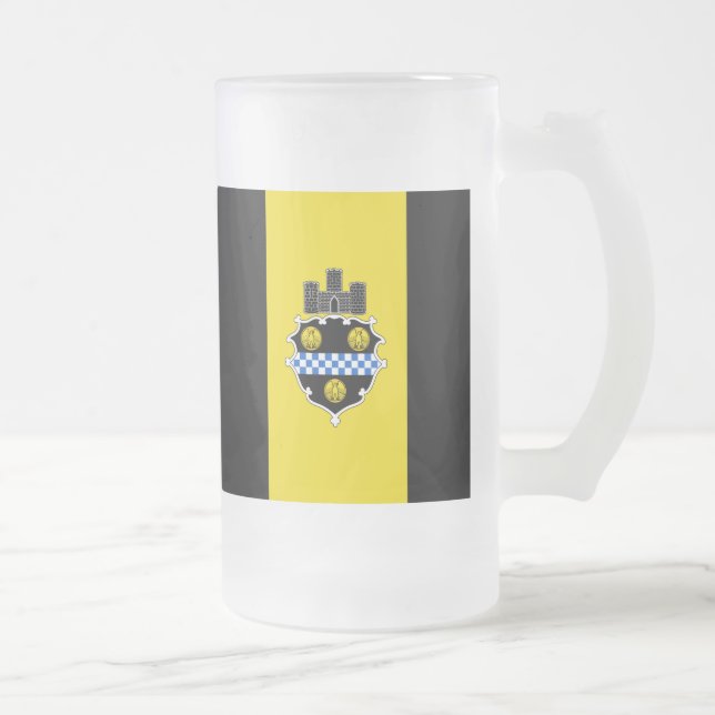 Taza De Cristal Esmerilado Flag of Pittsburgh, Pennsylvania Frosted Glass Bee (Derecha)