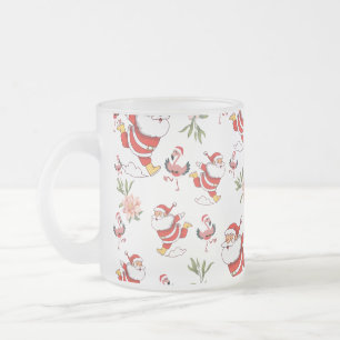 Taza De Cristal Esmerilado Flamenco Tropical Santa Patrón de Navidad verde