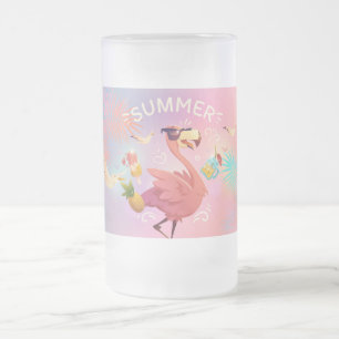 Taza De Cristal Esmerilado Flamingo