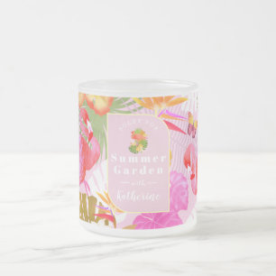 Taza De Cristal Esmerilado Flamingo Garden Rosa