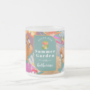 Taza De Cristal Esmerilado Flamingo Garden Turquoise