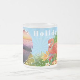Taza De Cristal Esmerilado Flamingo Holiday Recuerdos tropicales foto Blue Mu