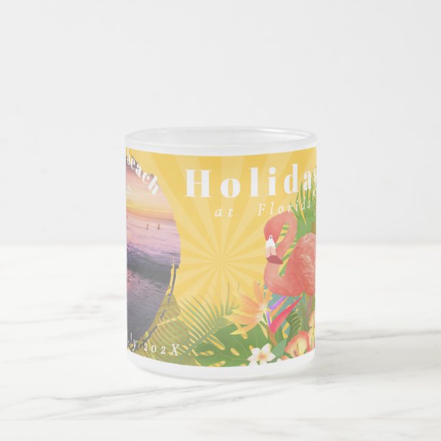 Taza De Cristal Esmerilado Flamingo Recuerdos de viaje Foto Mustard Mug (Centro)