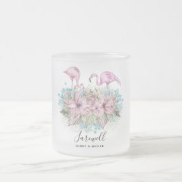 Taza De Cristal Esmerilado Flamingos Adiós amigos del regalo de Voyage