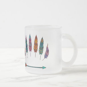 Taza De Cristal Esmerilado flecha y plumas