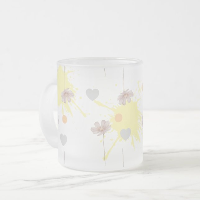 Taza De Cristal Esmerilado flor (Anverso izquierdo)