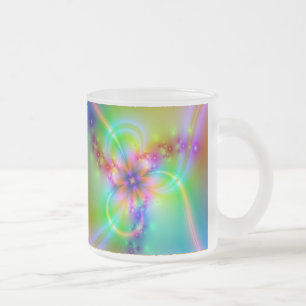 Taza De Cristal Esmerilado Flor colorida con las cintas