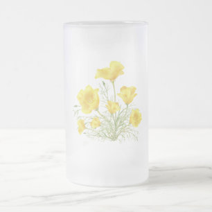 Taza De Cristal Esmerilado Flor de amapola de California