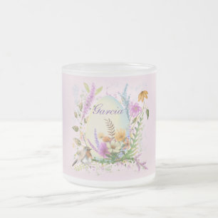 Taza De Cristal Esmerilado Flor de aves de huevo de pascua de primavera