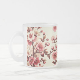 Taza De Cristal Esmerilado Flor de Cerezo