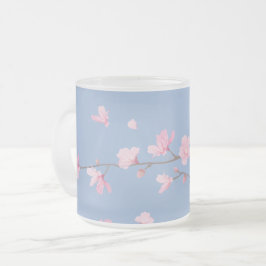 Taza De Cristal Esmerilado Flor de cerezo - azul de la serenidad