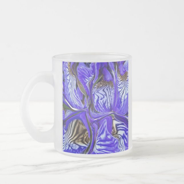 Taza De Cristal Esmerilado Flor de iris púrpura (Izquierda)