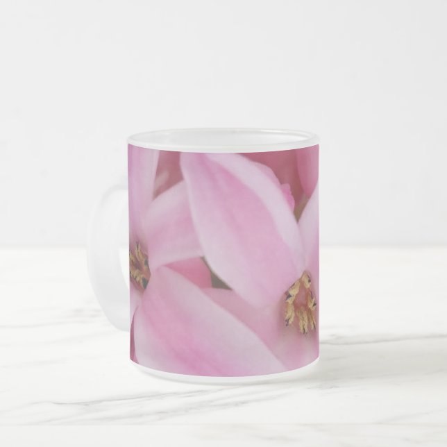 Taza De Cristal Esmerilado flor de jacinto rosa (Anverso izquierdo)