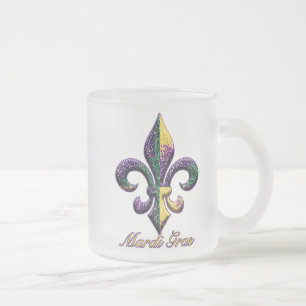 Taza De Cristal Esmerilado Flor de lis 2 de la gota del carnaval