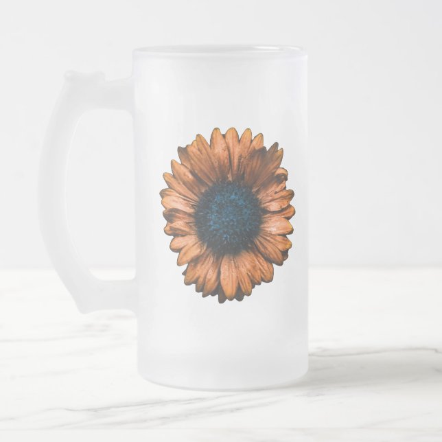 Taza De Cristal Esmerilado Flor de manta naranja (Izquierda)