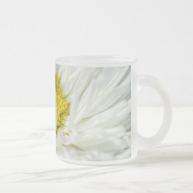 Taza De Cristal Esmerilado Flor de margarita blanca en inglés (Derecha)