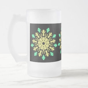 Taza De Cristal Esmerilado Flor de neón amarillo y verde