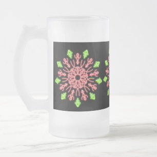 Taza De Cristal Esmerilado Flor de neón roja y verde