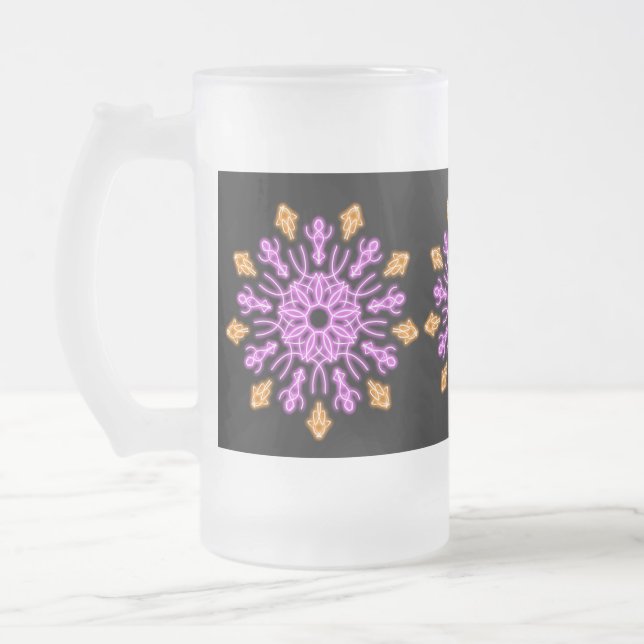 Taza De Cristal Esmerilado Flor de neón rosa y naranja (Izquierda)