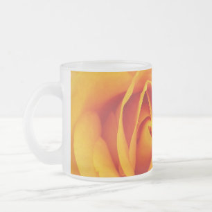 Taza De Cristal Esmerilado flor de rosa amarillo