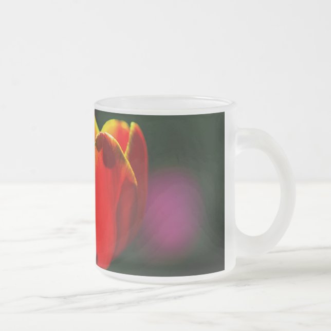 Taza De Cristal Esmerilado Flor de tulipán rojo (Derecha)