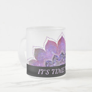 Taza De Cristal Esmerilado Flor De Vida - Espacio De Galaxia De Estilo Vintag