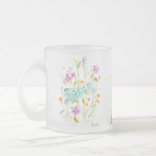 Taza De Cristal Esmerilado Flor de vidrio escarcha Té Coffee Mug (Izquierda)