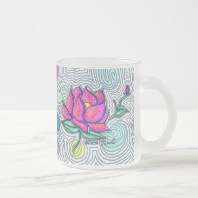 Taza De Cristal Esmerilado Flor psicodélica (Derecha)