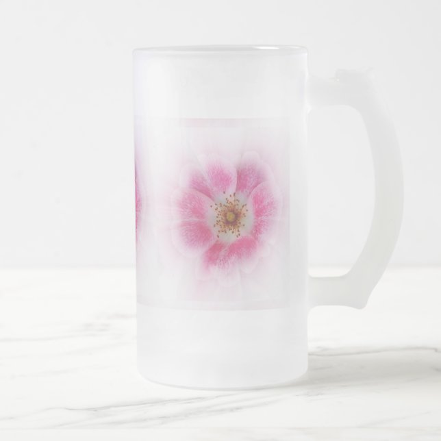 Taza De Cristal Esmerilado flor rosa brillante (Derecha)