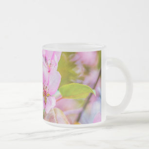 Taza De Cristal Esmerilado Flor rosa de manzana