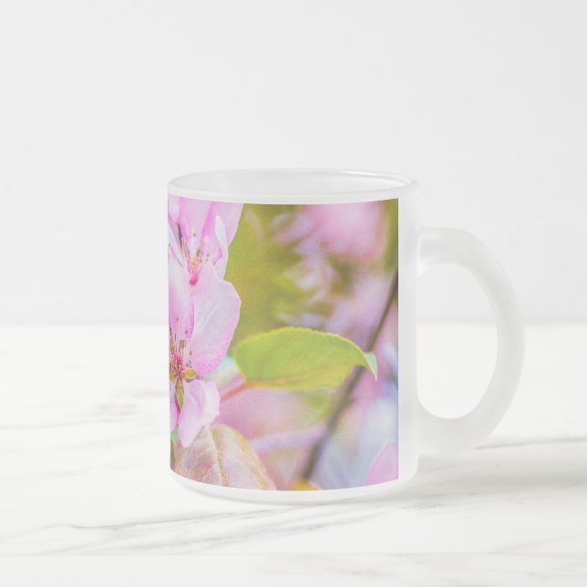 Taza De Cristal Esmerilado Flor rosa de manzana (Derecha)