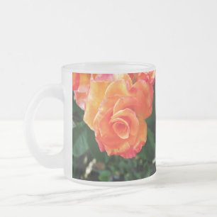Taza De Cristal Esmerilado flor rosa naranja