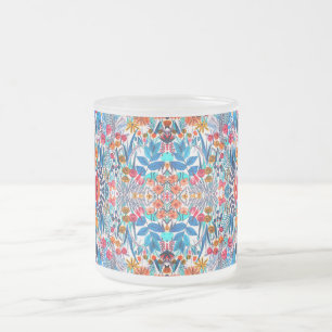 Taza De Cristal Esmerilado Flor silvestre acuarela artística