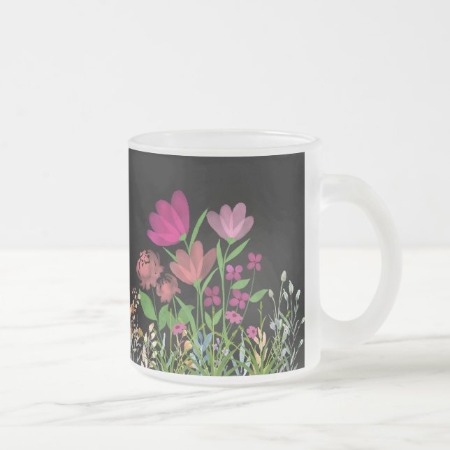 Taza De Cristal Esmerilado Floral (Derecha)